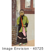 #40725 Stock Photo Of A Young Chinese Girl Standing At The Corner Of A Building