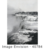 #40784 Stock Photo Of Snow Along The Top Of American Falls Niagara Falls In Winter New York