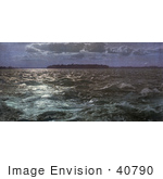 #40790 Stock Photo Of Choppy Waters In The Moon Light At Coteau Rapids On The Saint Lawrence River Canada