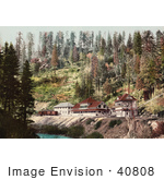 #40808 Stock Photo Of The Spring House Train Station Along The River In Shasta Springs California