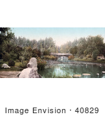 #40829 Stock Photo Of A Foot Bridge Over A Pond In East Side Park Los Angeles California