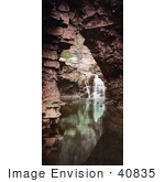 #40835 Stock Photo Of A View Of Waterfalls Through A Rock Arch In The Gorge At Nay Aug Park Scranton Pennsylvania