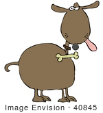 #40845 Clip Art Graphic Of A Dog With An Annoyed Expression Hanging His Tongue Out