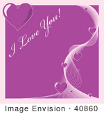 #40860 Clip Art Graphic of a Swirl Of Purple Hearts On A Background With I Love You Text by Oleksiy Maksymenko
