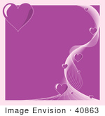 #40863 Clip Art Graphic of a Border Of Little Hearts And White Lines Over Purple by Oleksiy Maksymenko