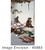 #40883 Stock Photo Of Hopi Women Preparing Hides At The Matate Moki Pueblos Arizona