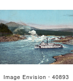 #40893 Stock Photo Of A Steamer On The Columbia River With A Vew Of The Cascade Mountains