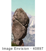 #40897 Stock Photo Of Agassiz Rock Balanced On A Cliff At Union Point And Yosemite Falls California