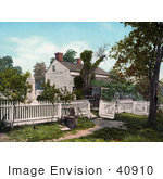 #40910 Stock Photo Of A White Picket Fence Around General Meade’S Military Headquarters In Gettysburg Pennsylvania