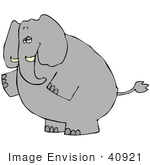 #40921 Clip Art Graphic Of A Standing Gray Elephant Gesturing To The Left