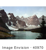 #40970 Stock Photo Of Valley Of The Ten Peaks Mountains Surrounding Moraine Lake In Banff National Park Alberta Canada