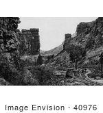 #40976 Stock Photo Of A Railroad Winding Through The Price Canyon At Castle Gate Utah