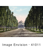 #41011 Stock Photo Of A Tree Lined Road And Sidewalks Leading To The Domed Salt Palace Salt Lake City Utah