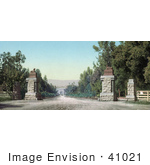 #41021 Stock Photo Of The Entry Road To Leland Standford Junior University Or Stanford California