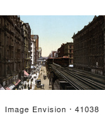 #41038 Stock Photo Of A Train On An Elevated Railroad Over Wabash Avenue North From Adams Street In Chicago Illinois