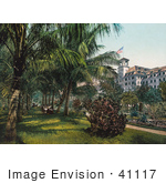 #41117 Stock Photo Of Guests Sitting Under Palms In The Gardens Of The The Royal Poinciana Hotel In Palm Beach Florida