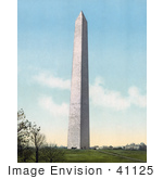 #41125 Stock Photo Of Pedestrians And A Horse Drawn Carriage At The Bottom Of The Washington Monument
