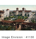 #41130 Stock Photo Of The Extravagant Grounds Gates And Buildings Of The Alcazar Resort Hotel Now Lightner Museum In St Augustine Flrida