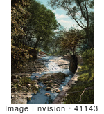 #41143 Stock Photo Of A Small Waterfall In Wade Park Cleveland Ohio