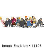 #41156 Clip Art Graphic Of A Diverse Group Of Tourists With Luggage