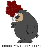 #41179 Clip Art Graphic Of A Valentine’S Day Bear With Heart Balloons