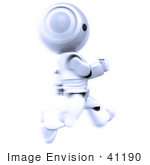 #41190 Clip Art Graphic Of An Ao-Maru Robot In Silver Sprinting Past In A Blur