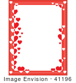 #41196 Clip Art Graphic of a Border Of Red With Red And White Hearts On A White Stationery Background by Maria Bell