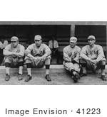 #41223 Stock Photo Of Four Baseball Players Babe Ruth Ernie Shore Rube Foster And Del Gainer Of The Boston Red Sox Sitting Together