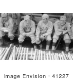 #41227 Stock Photo Of Babe Ruth Sitting In A Dugout With Bill Carrigan Jack Barry And Vean Gregg
