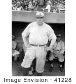 #41228 Stock Photo Of Babe Ruth Standing Near A Dugout Posing In His New York Yankees Uniform