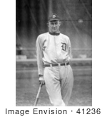 #41236 Stock Photo Of Detroit Tigers Baseball Player Ty Cobb Nick Named &Quot;The Georgia Peach&Quot; Leaning Against A Bat