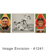 #41241 Stock Illustration Of A Vintage Baseball Card Of Hughie Jennings And Ty Cobb With A Center Photo