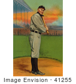 #41255 Stock Illustration Of A Vintage Detroit Tigers Baseball Card Of Ty Cobb Up For Bat