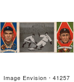 #41257 Stock Illustration Of A Vintage Baseball Card Of George Joseph Moriarty And Ty Cobb With A Center Photo