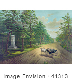 #41313 Stock Illustration Of A Group Of Five Men In A Carriage Visiting The Stonewall Jackson Monument