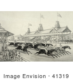 #41319 Stock Illustration Of Spectators Watching A Horse Race In Progress Perhaps At Monmouth Park Long Branch New Jersey