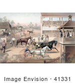 #41331 Stock Illustration Of An Audience And Judges Watching A Horse Race