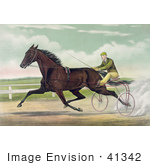 #41342 Stock Illustration Of A Man Racing A Horse On A Two Wheel Sulky