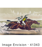 #41343 Stock Illustration Of A Horse Race Between Salvator And Tenny At Sheepshead Bay New York June 25th 1890