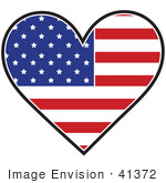 #41372 Clip Art Graphic Of An American Heart Flag