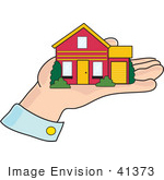 #41373 Clip Art Graphic Of A Little House In A Man’S Hand