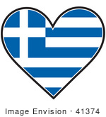 #41374 Clip Art Graphic Of A Greek Heart Flag