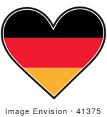 #41375 Clip Art Graphic of a German Heart Flag by Maria Bell