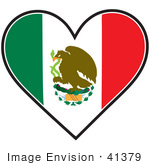 #41379 Clip Art Graphic of a Mexican Heart Flag by Maria Bell