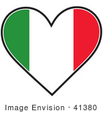 #41380 Clip Art Graphic of an Italian Heart Flag by Maria Bell