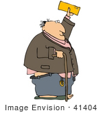 #41404 Clip Art Graphic Of A Man With His Pants Falling Down Holding A Check