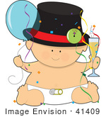 #41409 Clip Art Graphic Of A New Year’S Baby