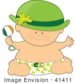 #41411 Clip Art Graphic Of A St Patricks Day Baby