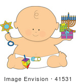 #41531 Clip Art Graphic Of A Chanukah Or Hanukkah Baby