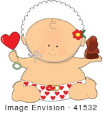 #41532 Clip Art Graphic Of A Valentine’S Day Baby